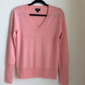 J. Crew 100% Cashmere Pink Sweater V-neck Size Small Coastal Grandmother Soft